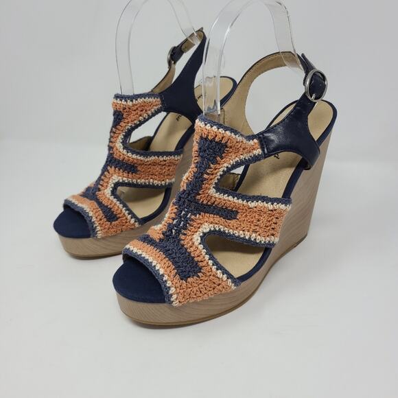 Lucky Brand Women Riverr Crochet Wedges Size 9M - Picture 1 of 6